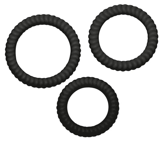 You2Toys Penisring-Trio mit Rillenstruktur aus Silikon