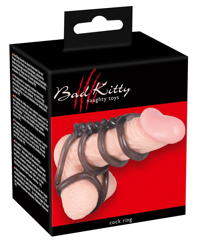 Bad Kitty Penis-/Hodenring-Geschirr aus Stretchmaterial
