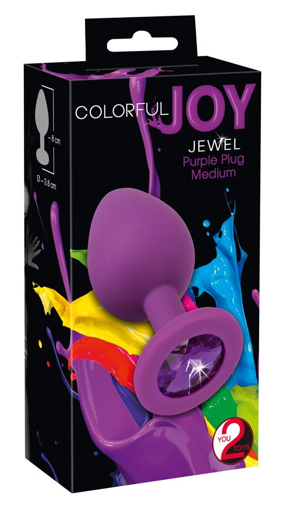 Colorful Joy Analplug mit Schmuckstein, lila, 8 cm