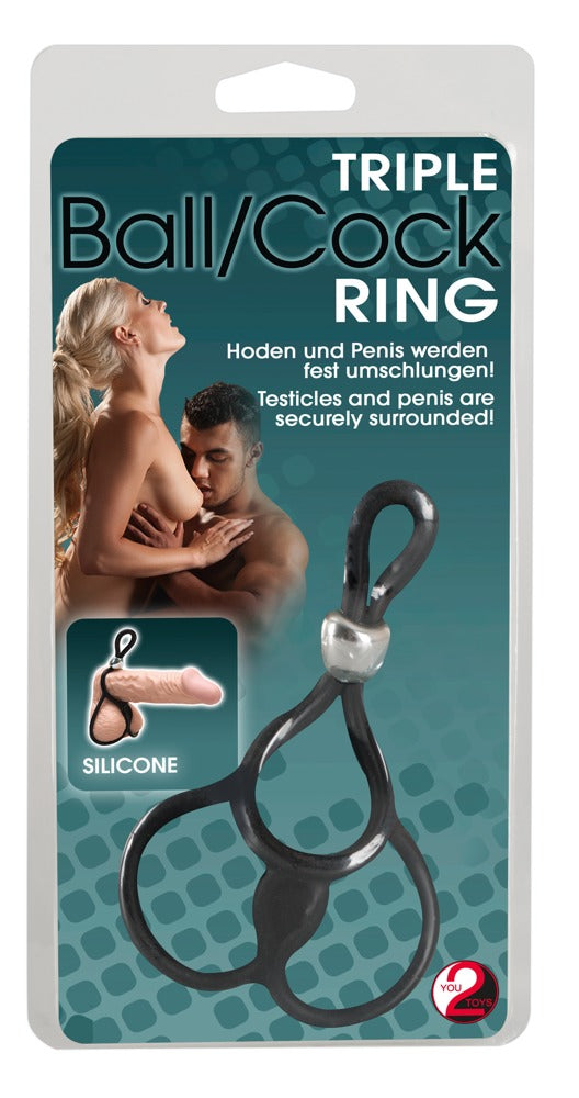 You2Toys Triple Ball- und Cockring aus Silikon, verstellbar