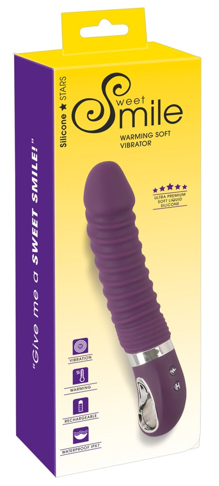 Sweet Smile Warming Soft Vibrator flexibel mit Rillen-Reizstruktur, lila