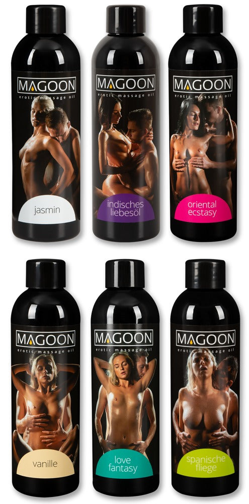 Magoon Massageöl Set (6 Sorten) – 6 × 200 ml