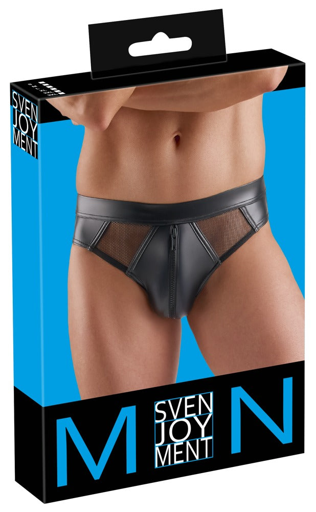 SVENJOYMENT Herren-Wetlook-Slip mit Netz und Zip