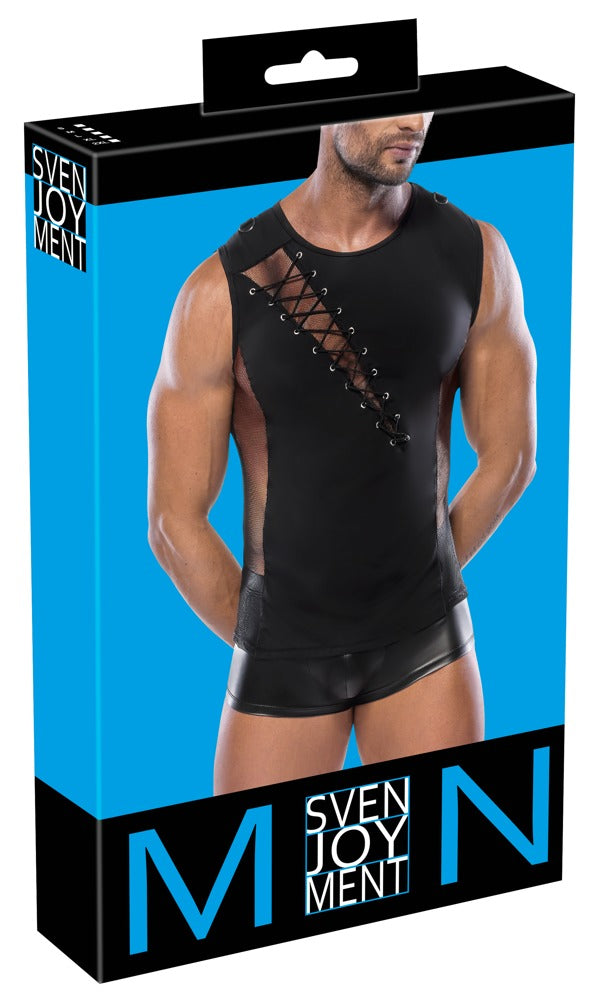 SVENJOYMENT Herren-Shirt mit Fishnet und D-Ringen
