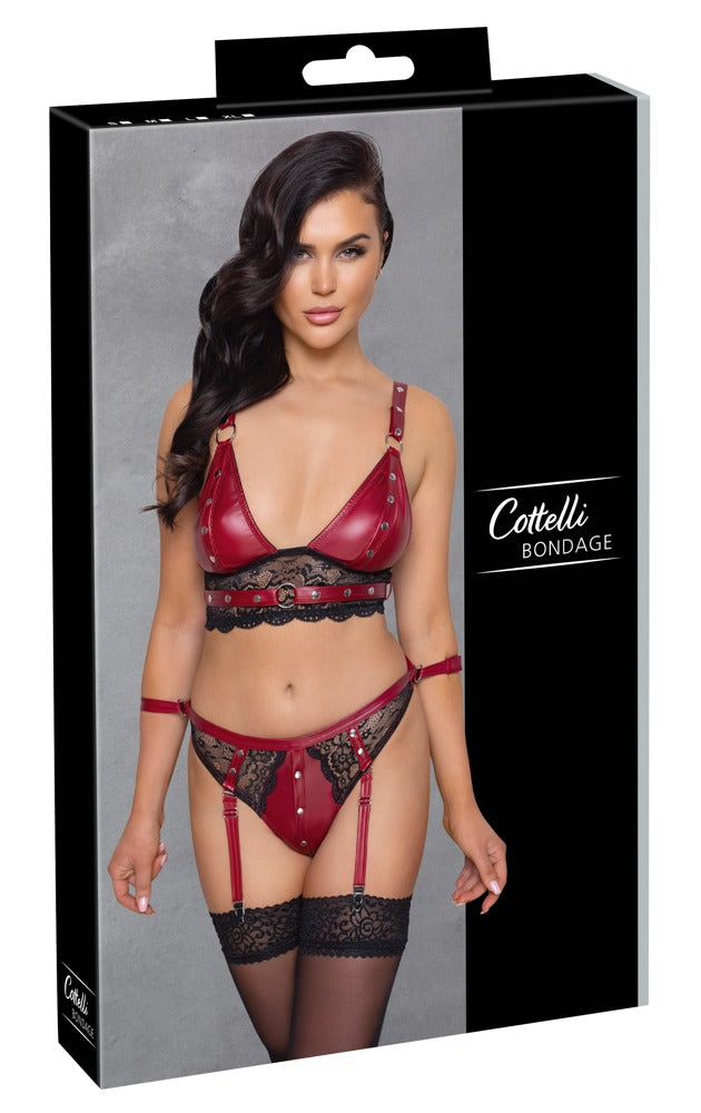 Cottelli Bondage-Set mit Bralette und Fesselriemen, Rot