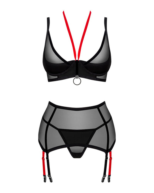 OBSESSIVE BH-Set mit Strapsgurt, transparent