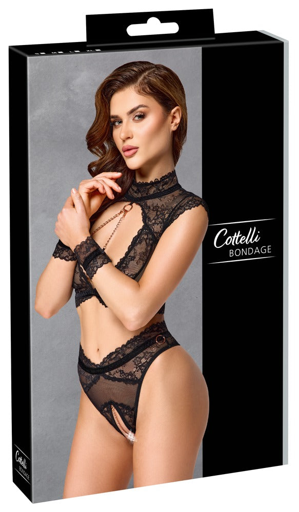Cottelli Bondage-Set mit Soft-BH und Spitzen-Handfesseln