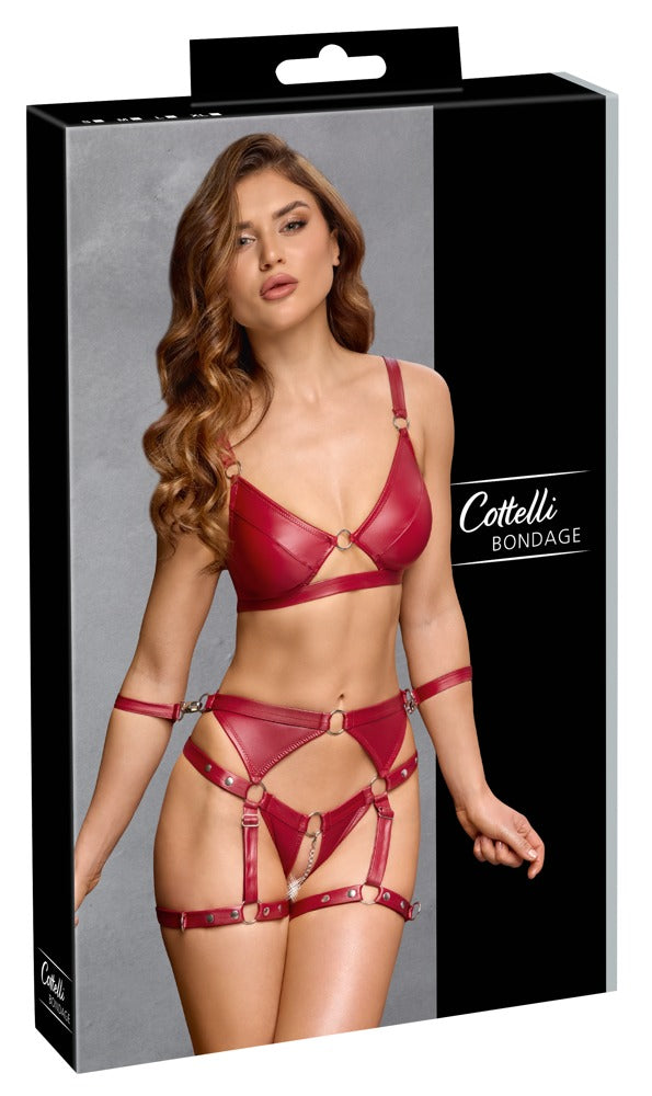 Cottelli Bondage-Set mit Soft-BH und Klett-Fesseln, Rot