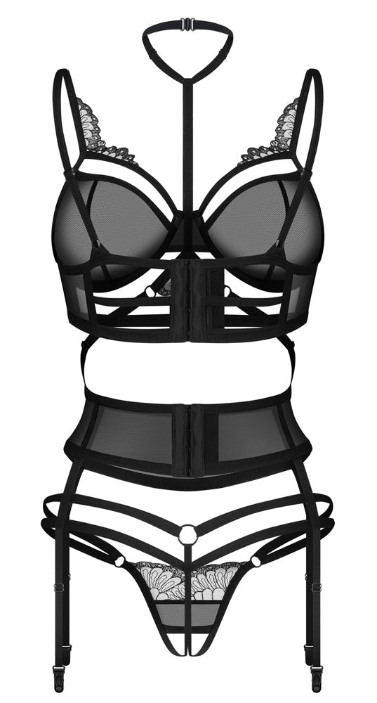 OBSESSIVE Bügel-BH-Set mit Ouvert-String, schwarz