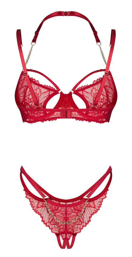 OBSESSIVE Bügel-BH-Set in Rot mit Riostring