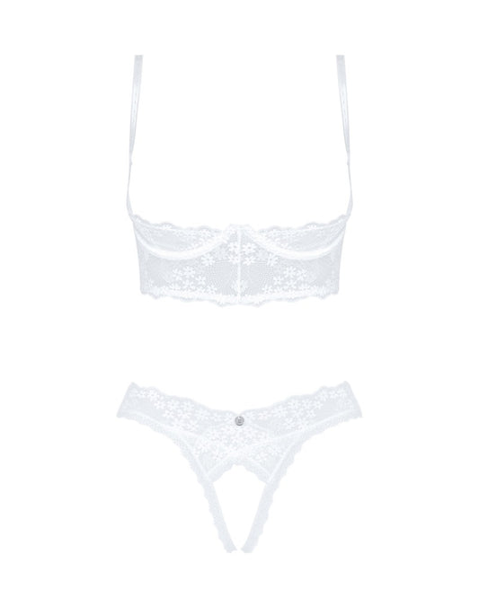 OBSESSIVE Ouvert-Set mit Hebe-BH, weiß