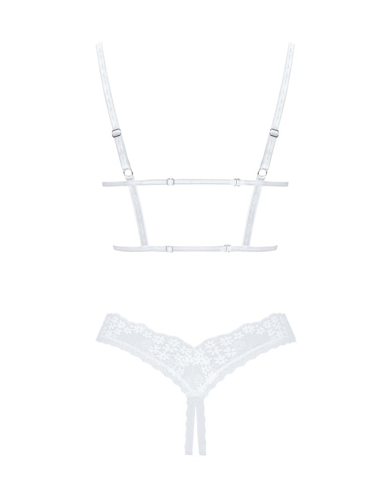 OBSESSIVE Ouvert-Set mit Hebe-BH, weiß