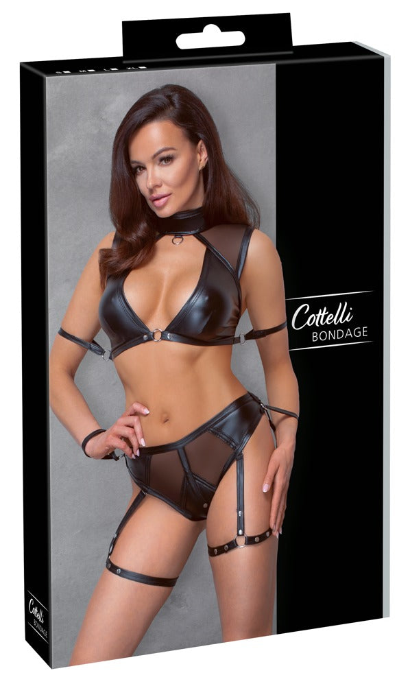 Cottelli Bondage-Set mit Top, Slip und Schenkel-Harnesses