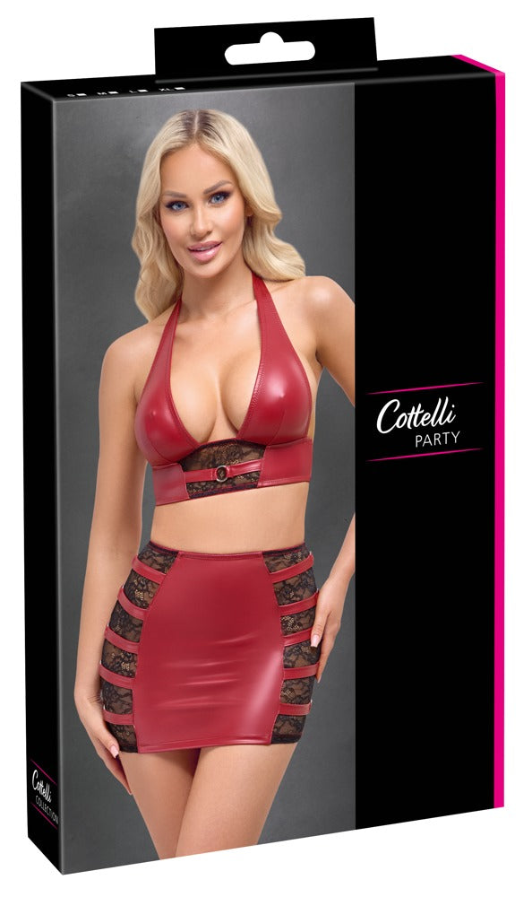 Cottelli Bauchfreies Top und Minirock im Set, Rot