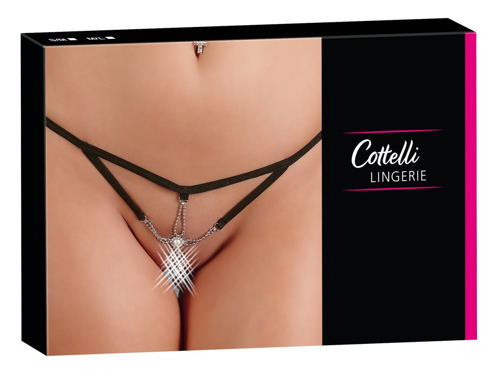 COTTELLI String in Riemchen-Optik mit Perlen