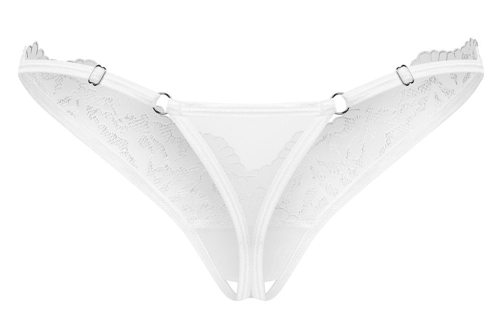 OBSESSIVE Ouvert-String mit Spitze, Weiß