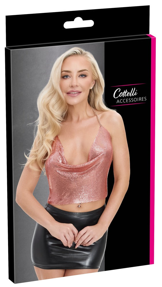 Cottelli ACCESSOIRES Crop-Top aus Metallplättchen, roségold