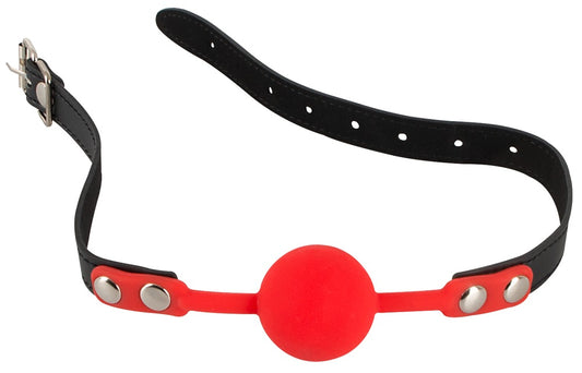 Bad Kitty Silikon-Knebel rund in Rot mit Lederimitat-Riemen