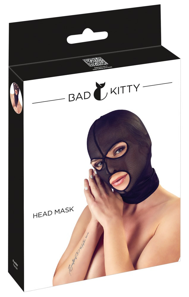 Bad Kitty Kopfmaske aus Powernet mit Augen- und Mundöffnung