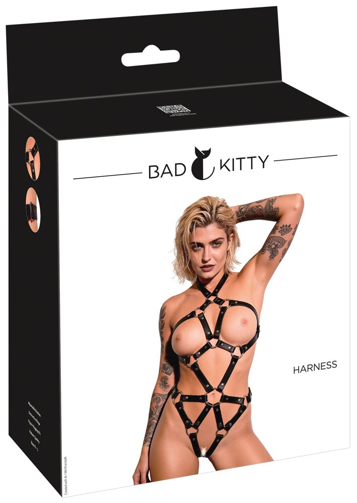 Bad Kitty Harness-Body in Lederoptik mit Ringen und Nieten