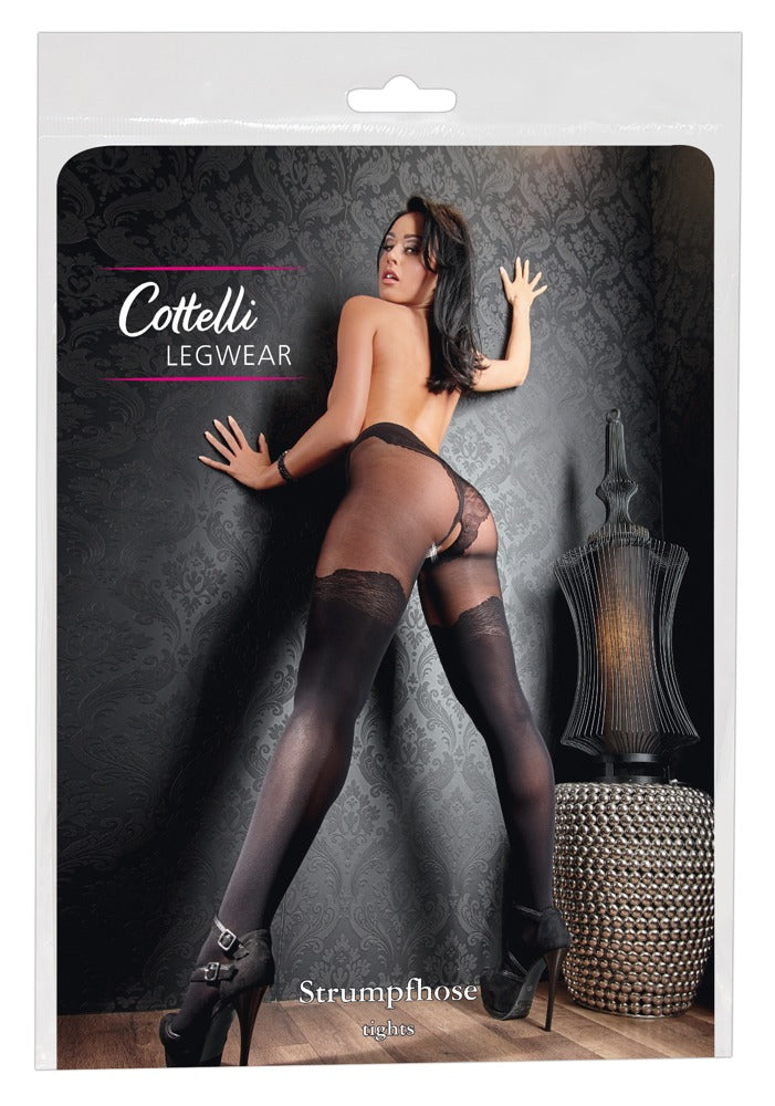Cottelli Strumpfhose im Overknee-Look, ouvert
