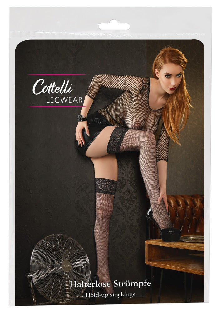 Cottelli halterlose Netzstrümpfe mit 10 cm Spitzenabschluss