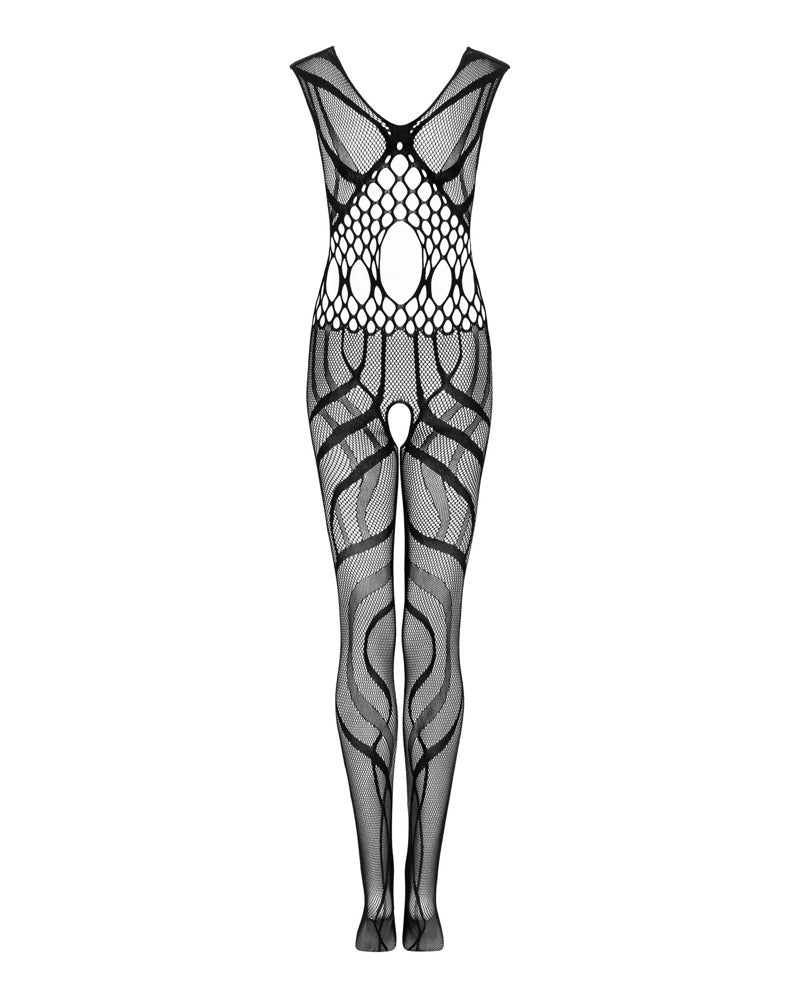 OBSESSIVE Netz-Catsuit ouvert mit Fuß