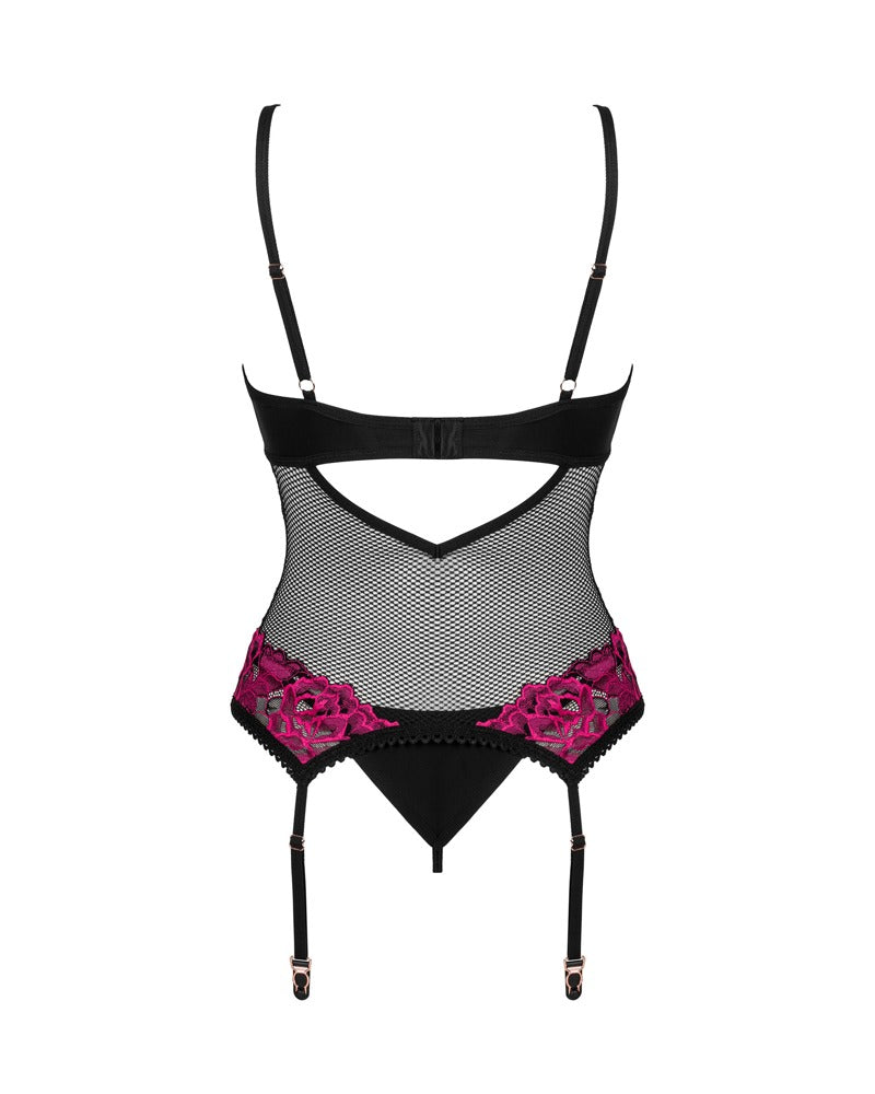 OBSESSIVE Strapshemd mit Rosenspitze