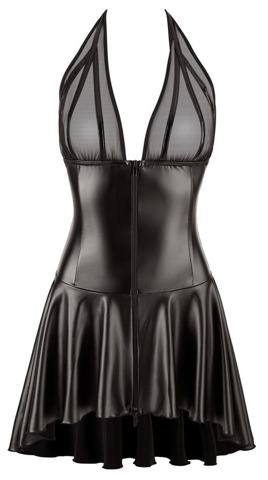 NOIR Wetlook-Minikleid mit Lack-Oberteil