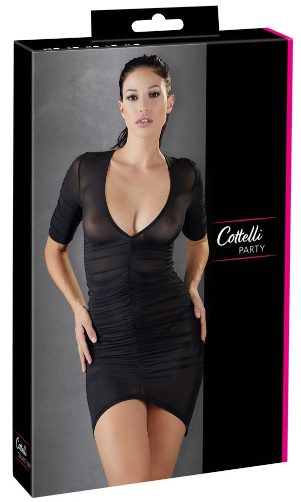 Cottelli Minikleid mit Raffung, semi-transparent