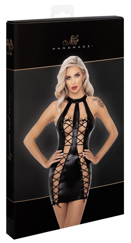 NOIR Wetlook-Kleid mit Schnürung