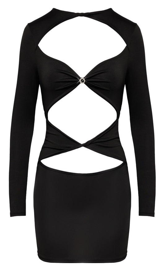 Cottelli Langarm-Minikleid mit Cut-outs und Strassring