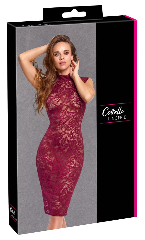 COTTELLI Spitzenkleid in Bordeaux, knielang