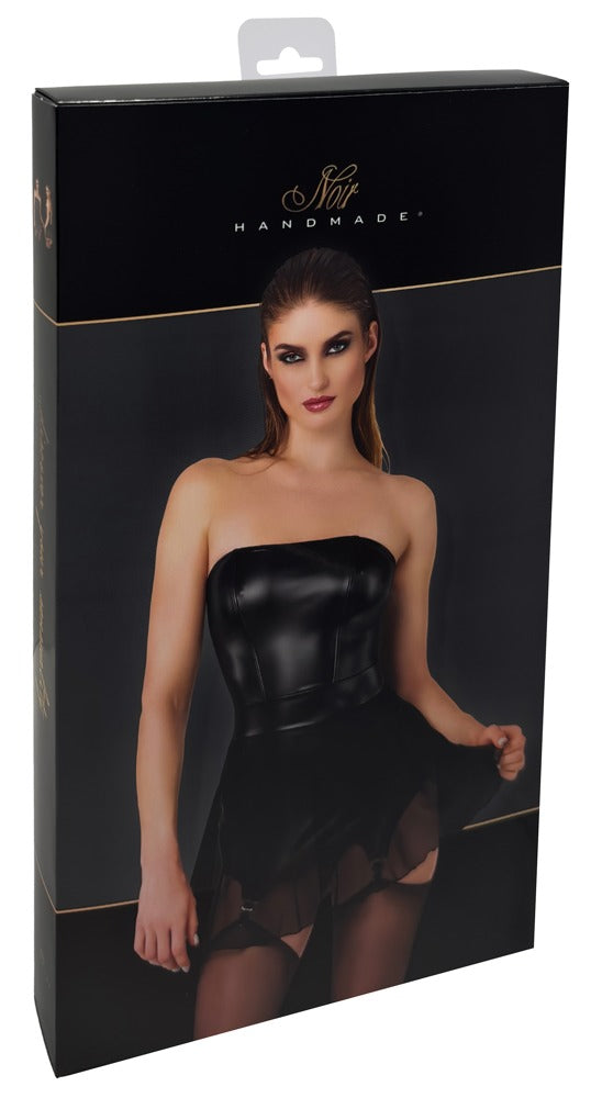 NOIR Wetlook-Tubekleid mit Strapsen und Tüll