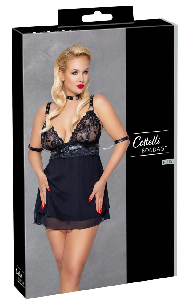 Cottelli Bondage-Babydoll-Set mit Halsband und Bondage-Schal