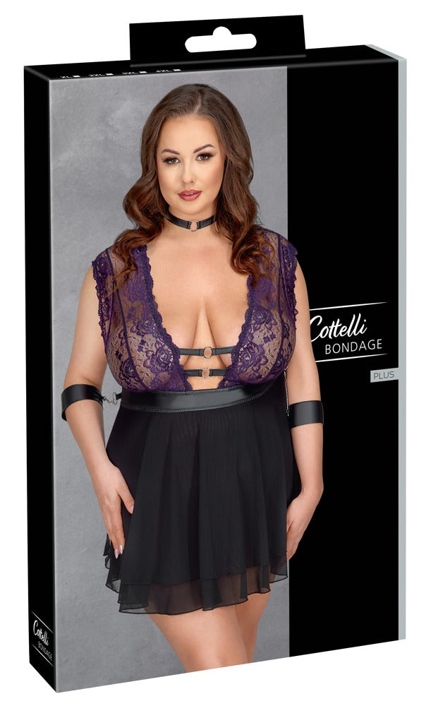 Cottelli Bondage-Babydoll-Set aus Blütenspitze mit Halsband