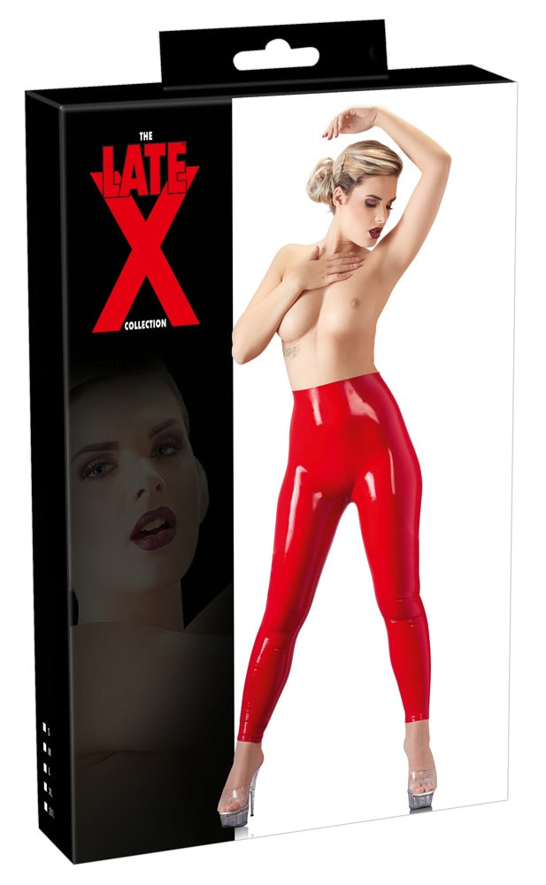 LATE X Latex-Leggings in Rot, taillenhoch