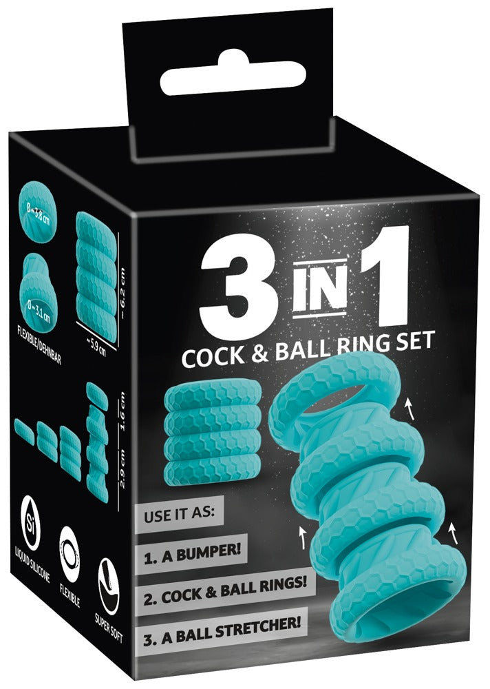 You2Toys 3in1 Cock & Ball Ring Set 4 dehnbare Silikonringe