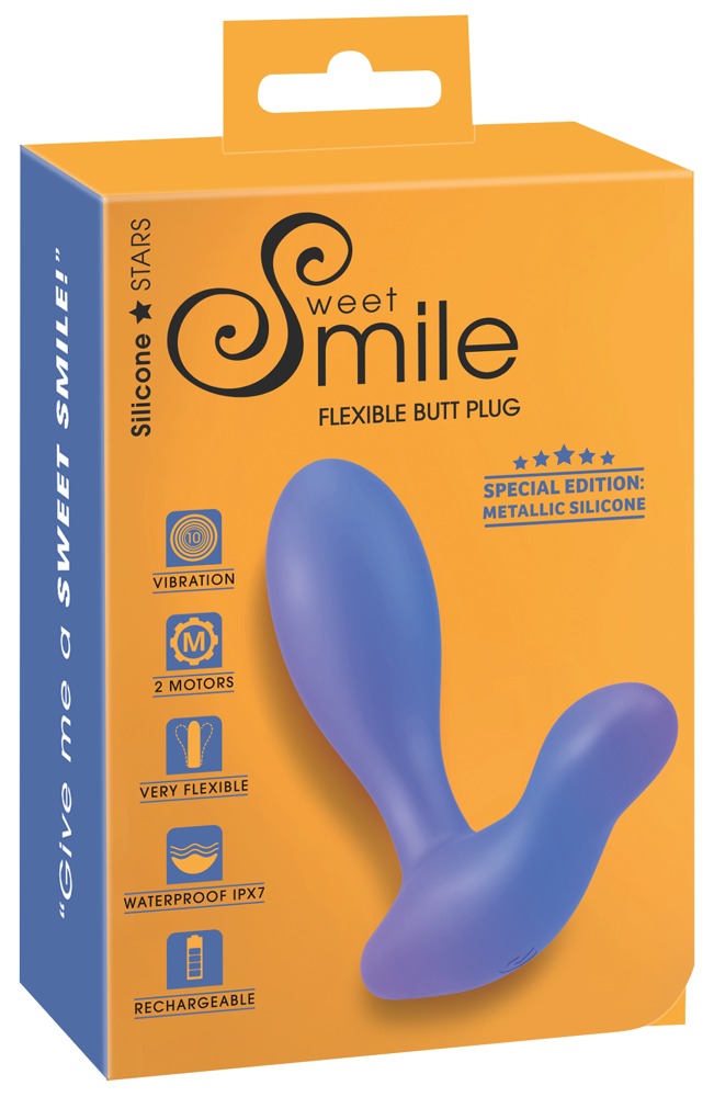 Sweet Smile Flexible Butt Plug doppelmotoriger Analvibrator, Metallic