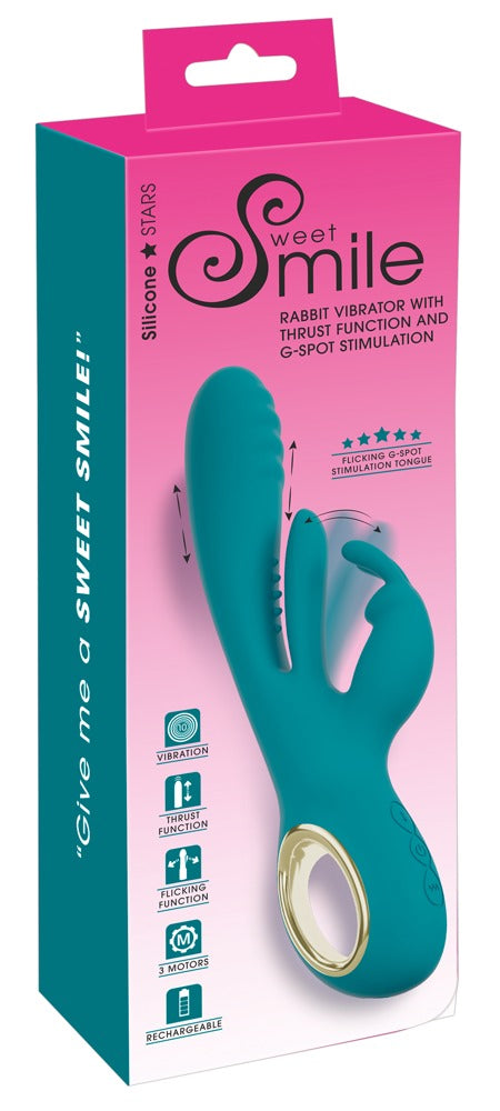 Sweet Smile Rabbit Vibrator with Thrust Function and G-Spot Stimulation, türkis