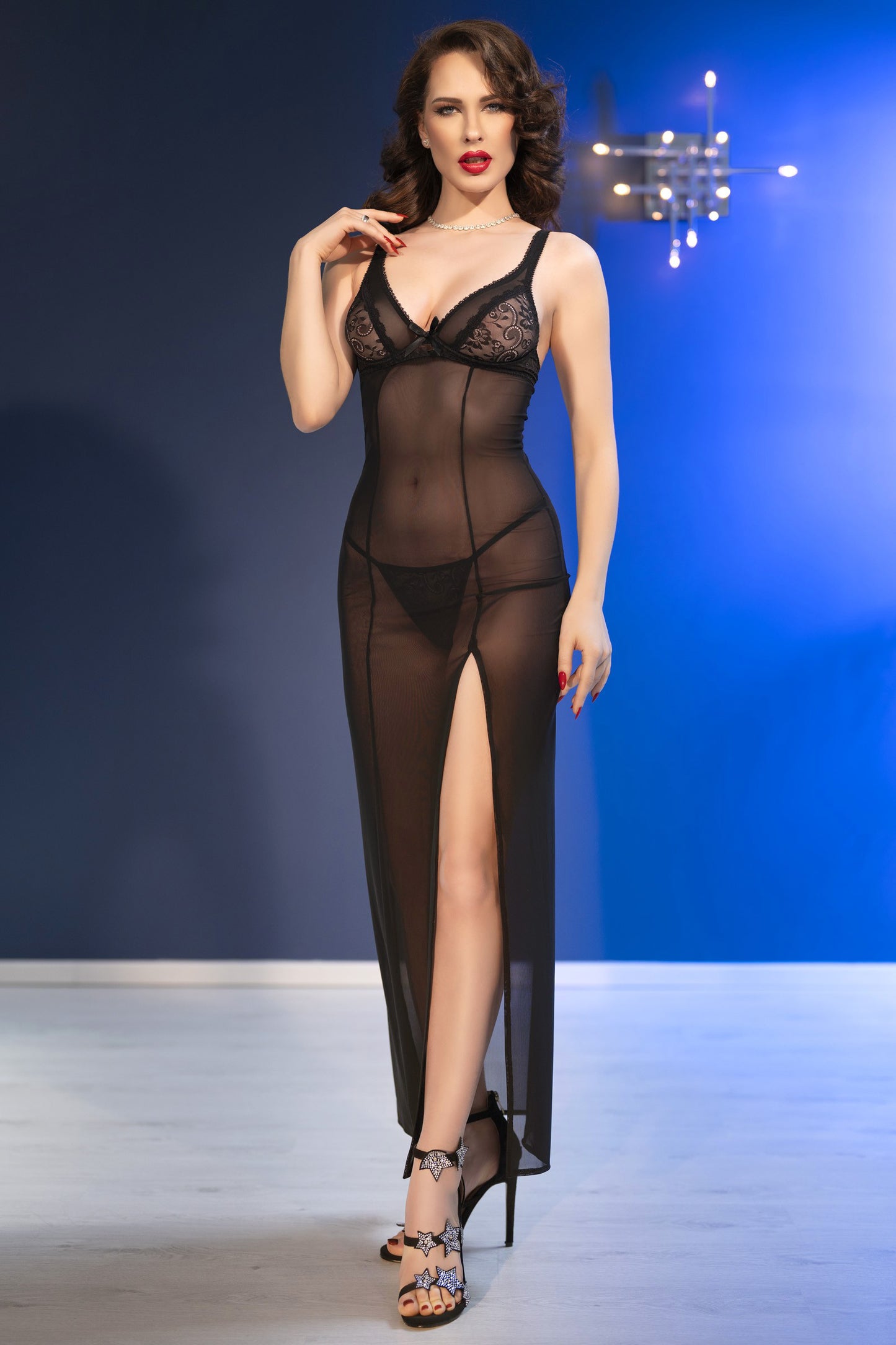 Chilirose Langes Babydoll CR4723 schwarz