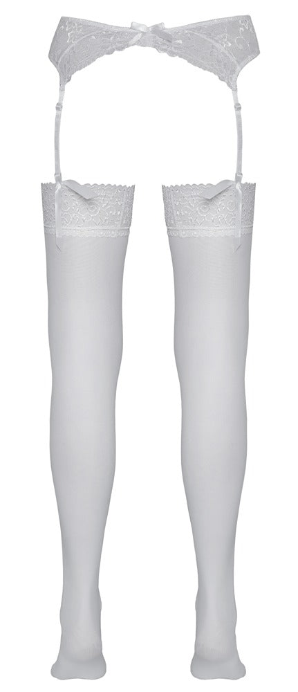 Cottelli Strapsstrümpfe mit 7 cm Spitzenabschluss, Weiß