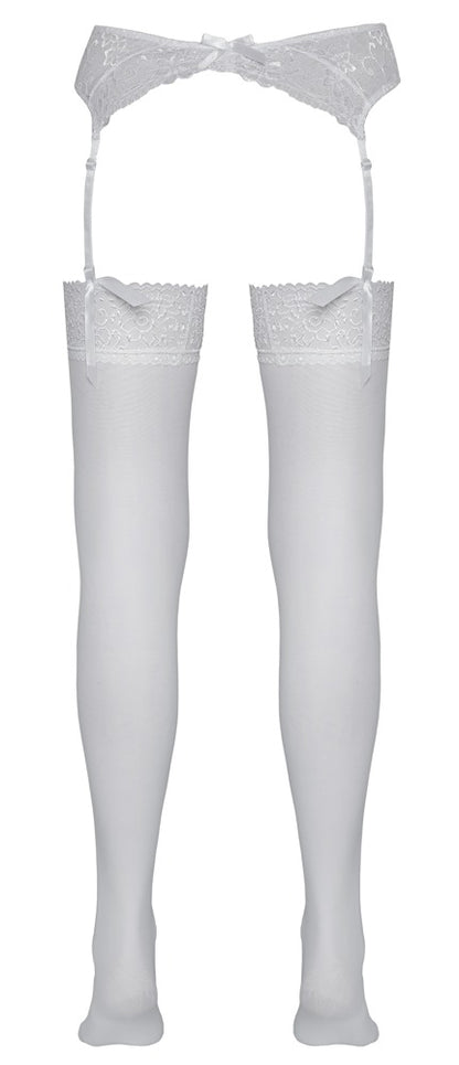 Cottelli Strapsstrümpfe mit 7 cm Spitzenabschluss, Weiß