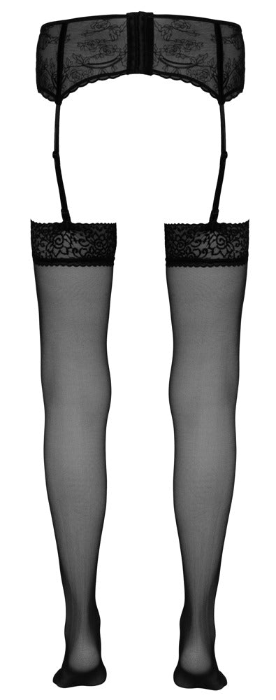 Cottelli Strapsstrümpfe mit 7 cm Spitzenabschluss, Schwarz