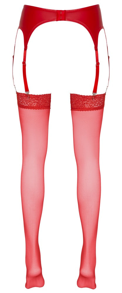 Cottelli Strapsstrümpfe mit 7 cm Spitzenabschluss, Rot