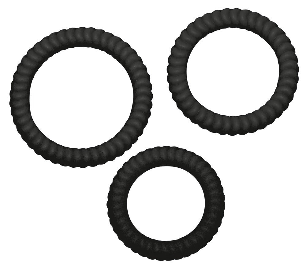 You2Toys Penisring-Trio mit Rillenstruktur aus Silikon