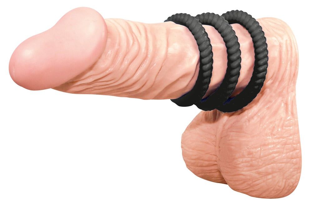 You2Toys Penisring-Trio mit Rillenstruktur aus Silikon