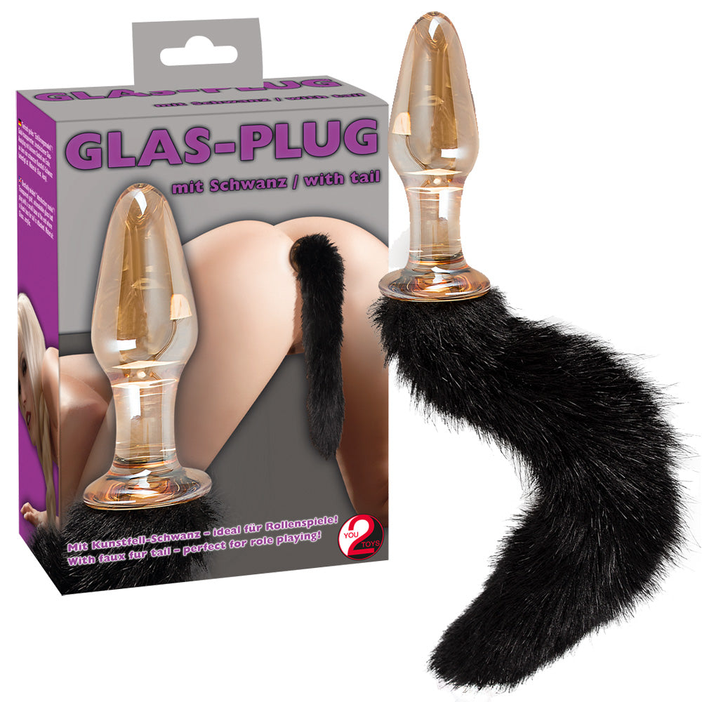 You2Toys Glas-Analplug mit Kunstfell-Schweif für Pet-Play