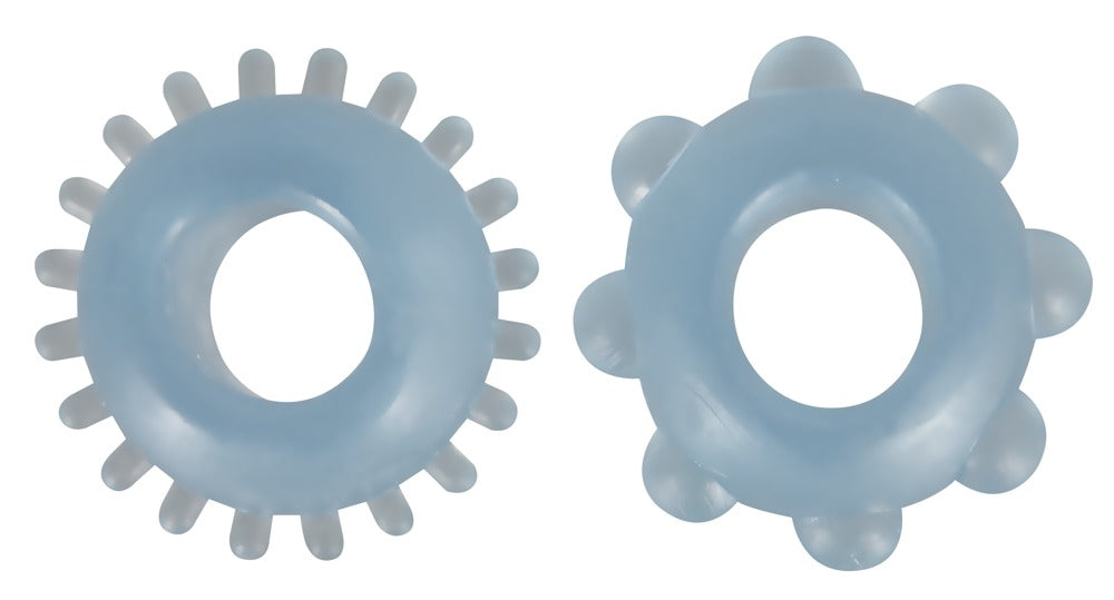 You2Toys Penisring-Set 2-teilig mit Noppen, transparent-blau
