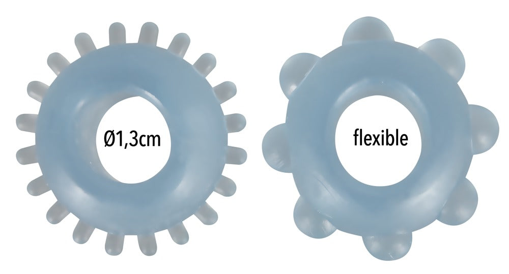 You2Toys Penisring-Set 2-teilig mit Noppen, transparent-blau